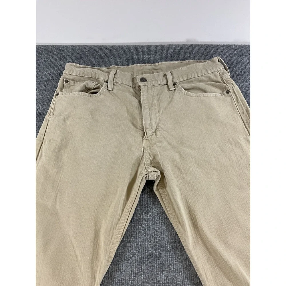 Levi's 513 Slim Straight Jeans Mens 34x32 Khaki Tan Denim Pants Modern Fit Casua